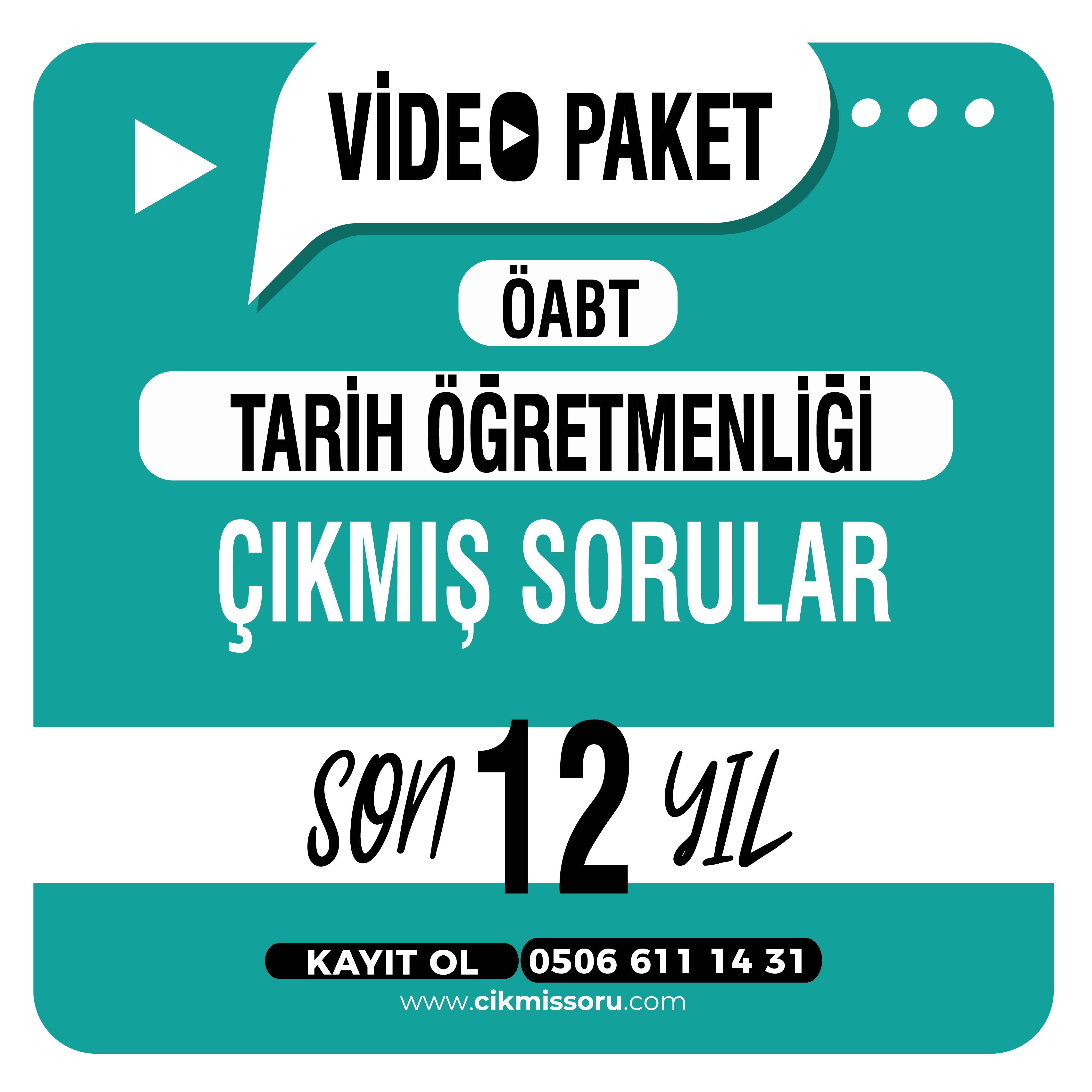 Tarih Öğretmenliği Öabt Çıkmış Sorular Konu Tasnifli Son 12 Yıl Video Paketi