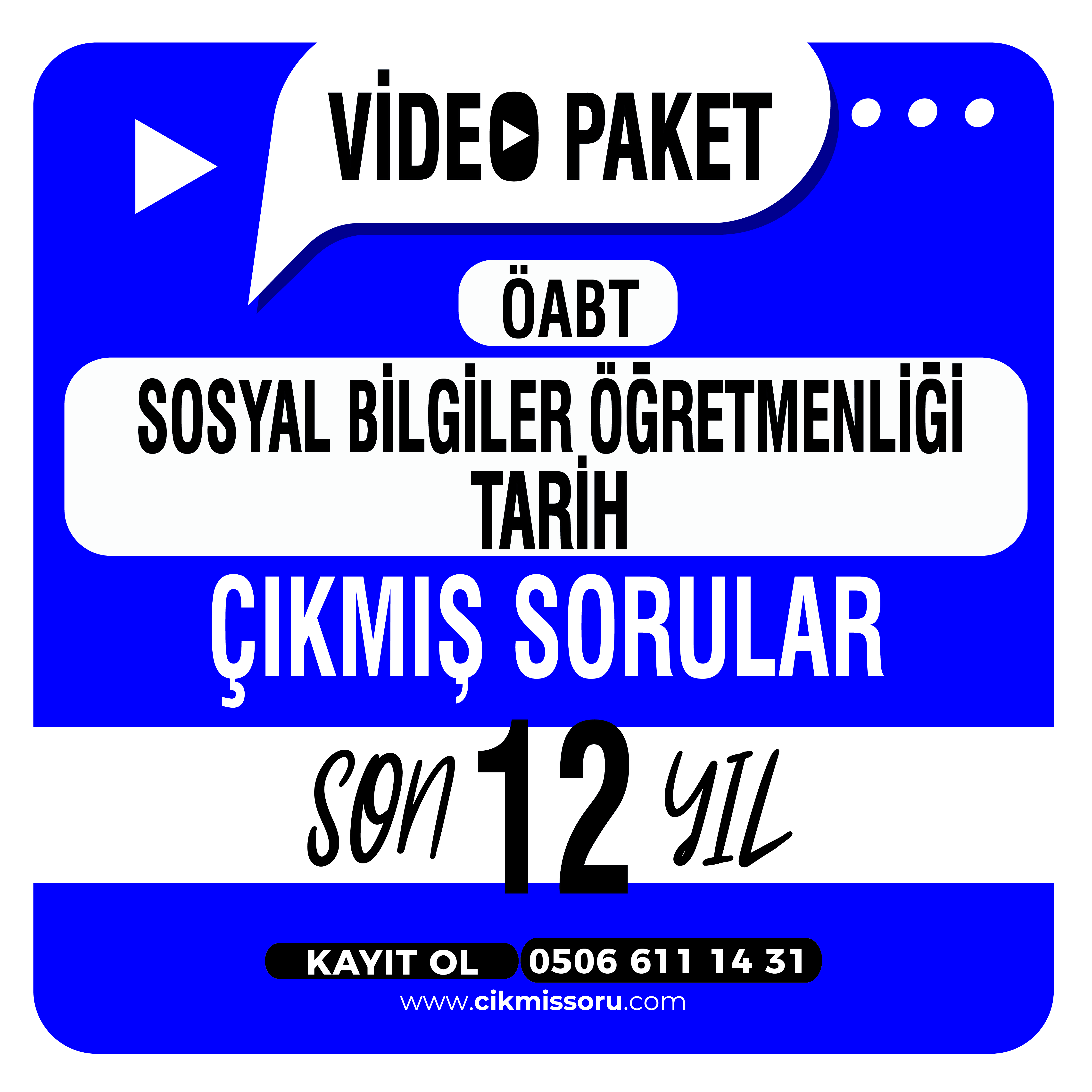 Sosyal Bilgiler Öğretmenliği TARİH Öabt Çıkmış Sorular Konu Tasnifli Son 12 Yıl Video Paketi