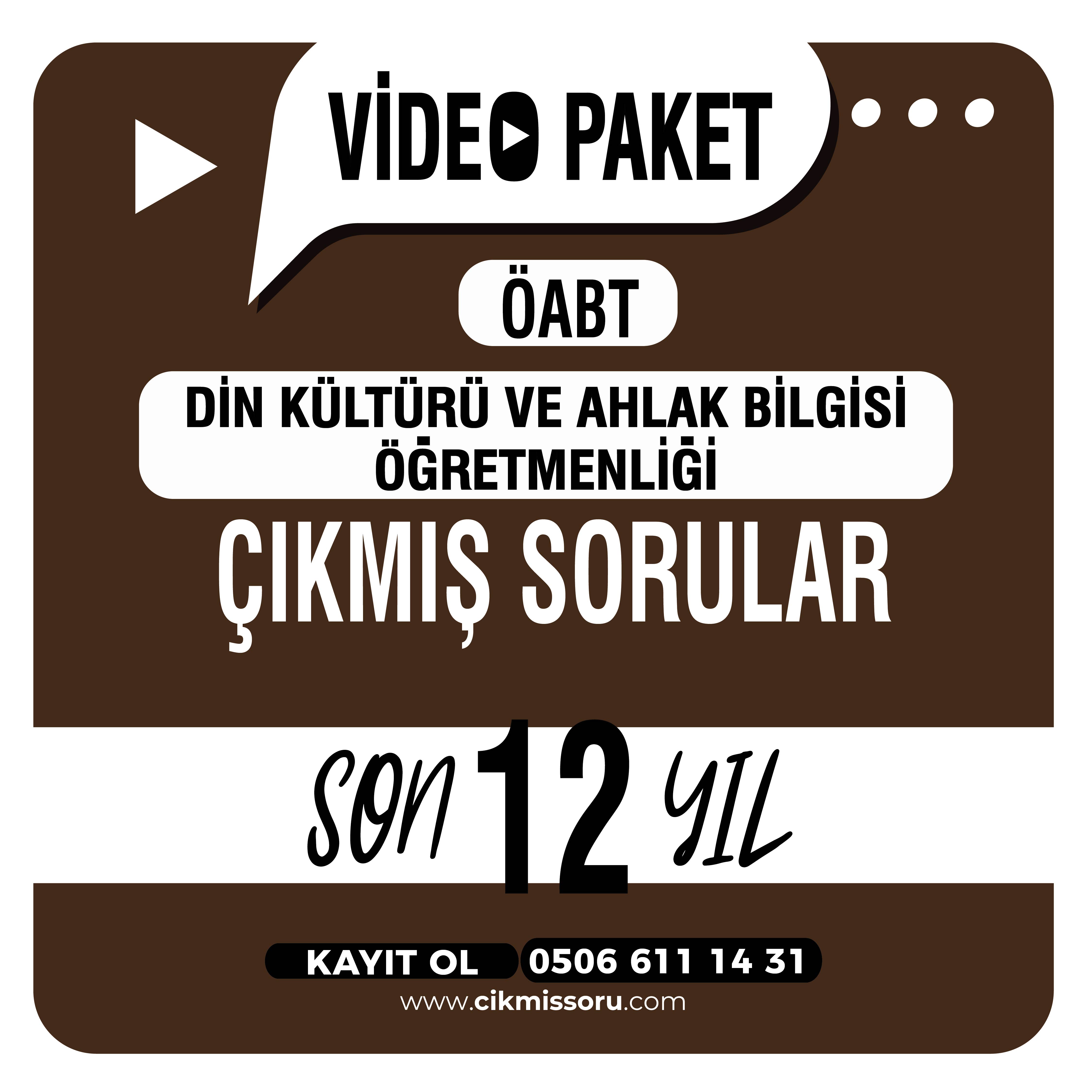 Din Kültürü ve Ahlak Bilgisi Öğretmenliği (Dkab) Öabt Çıkmış Sorular Konu Tasnifli Son 12 Yıl Video Paketi