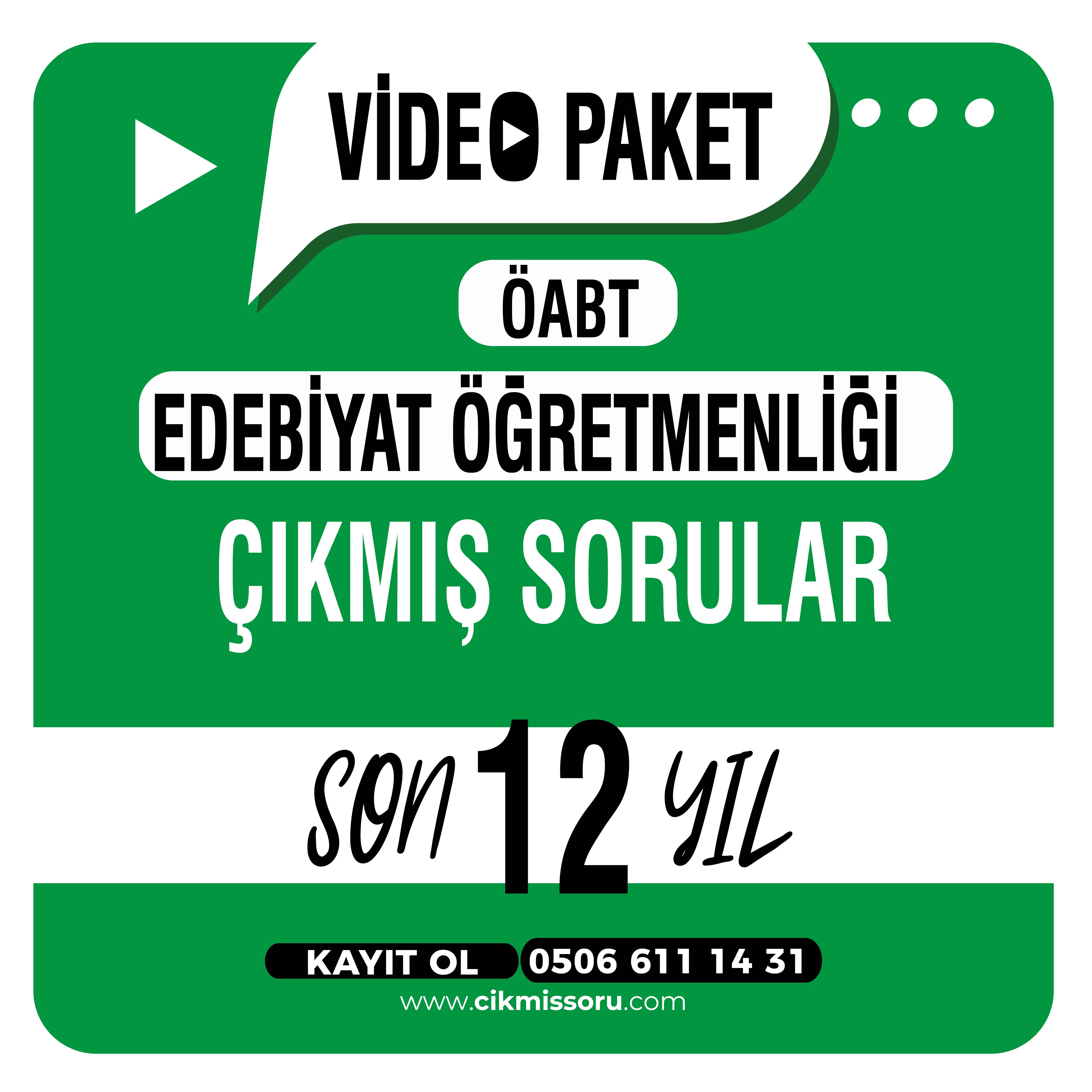 Edebiyat Öğretmenliği Öabt Çıkmış Sorular Derslere Göre Ayrılmış Son 12 Yıl Video Paketi