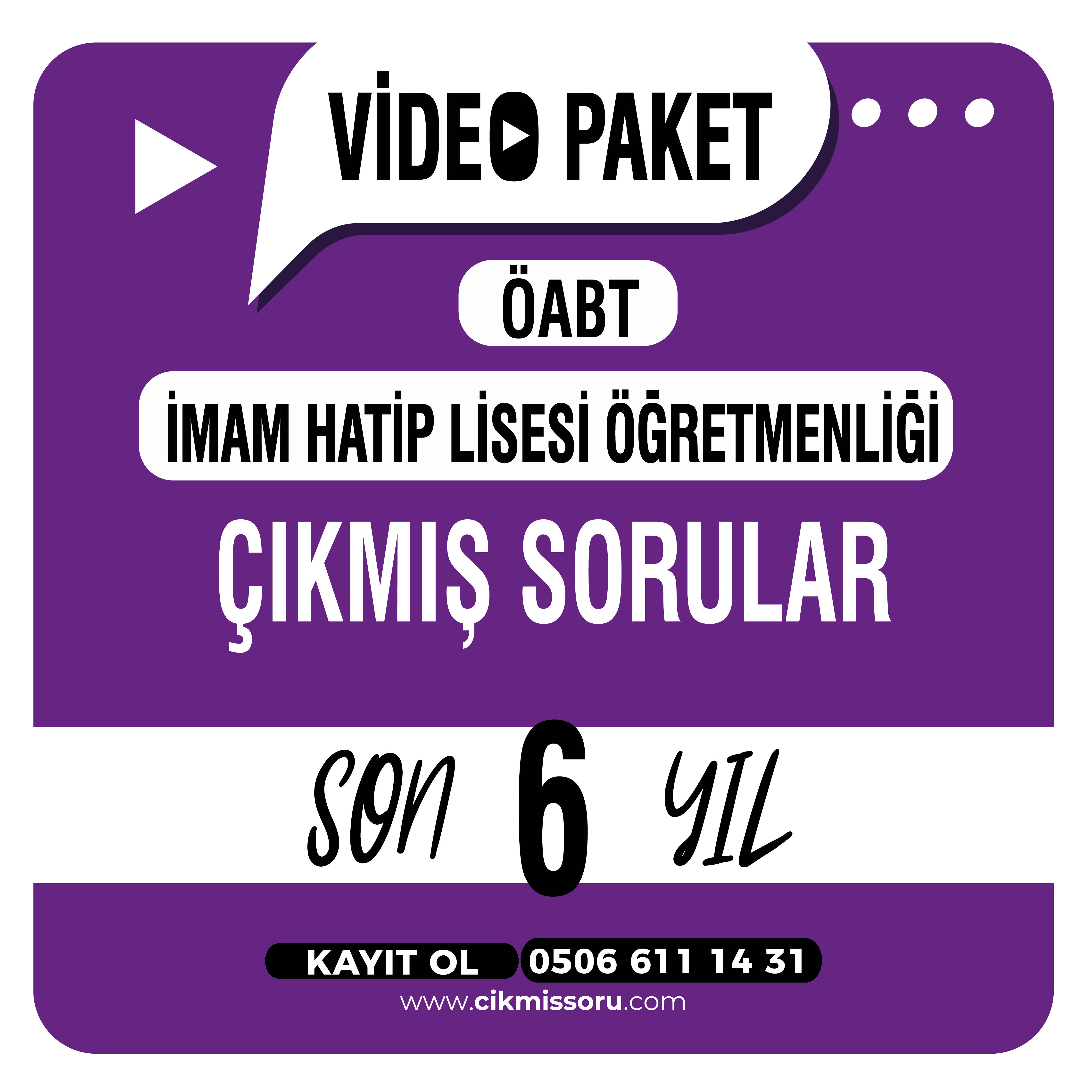 İmam Hatip Lisesi Öğretmenliği (İHL) Öabt Çıkmış Sorular Konu Tasnifli Son 6 Yıl Video Paketi