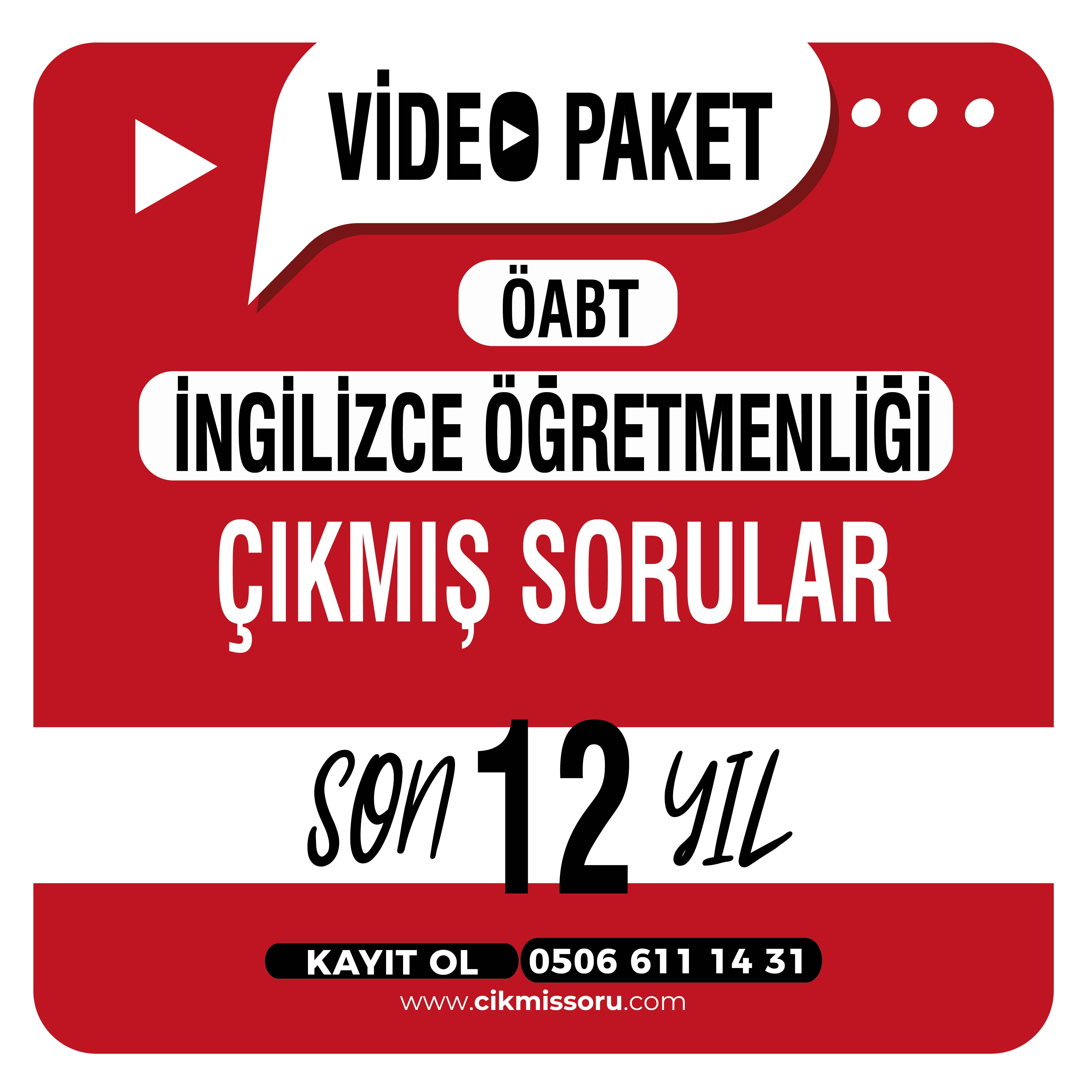 İngilizce Öabt Çıkmış Sorular Konu Tasnifli Son 12 Yıl Video Paketi